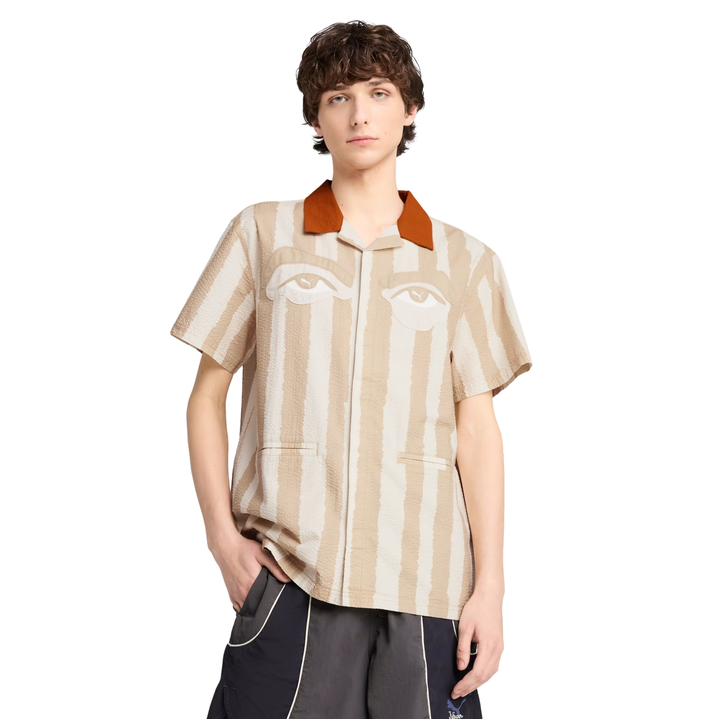 Puma Shirt X Kidsuper Pinstripe Eyes Rust-White